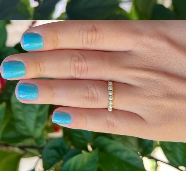 Anel Meia Alianças de Pérolas 3 mm Ouro 18 Kilates Peso 1.60 Gramas  - Foto 2