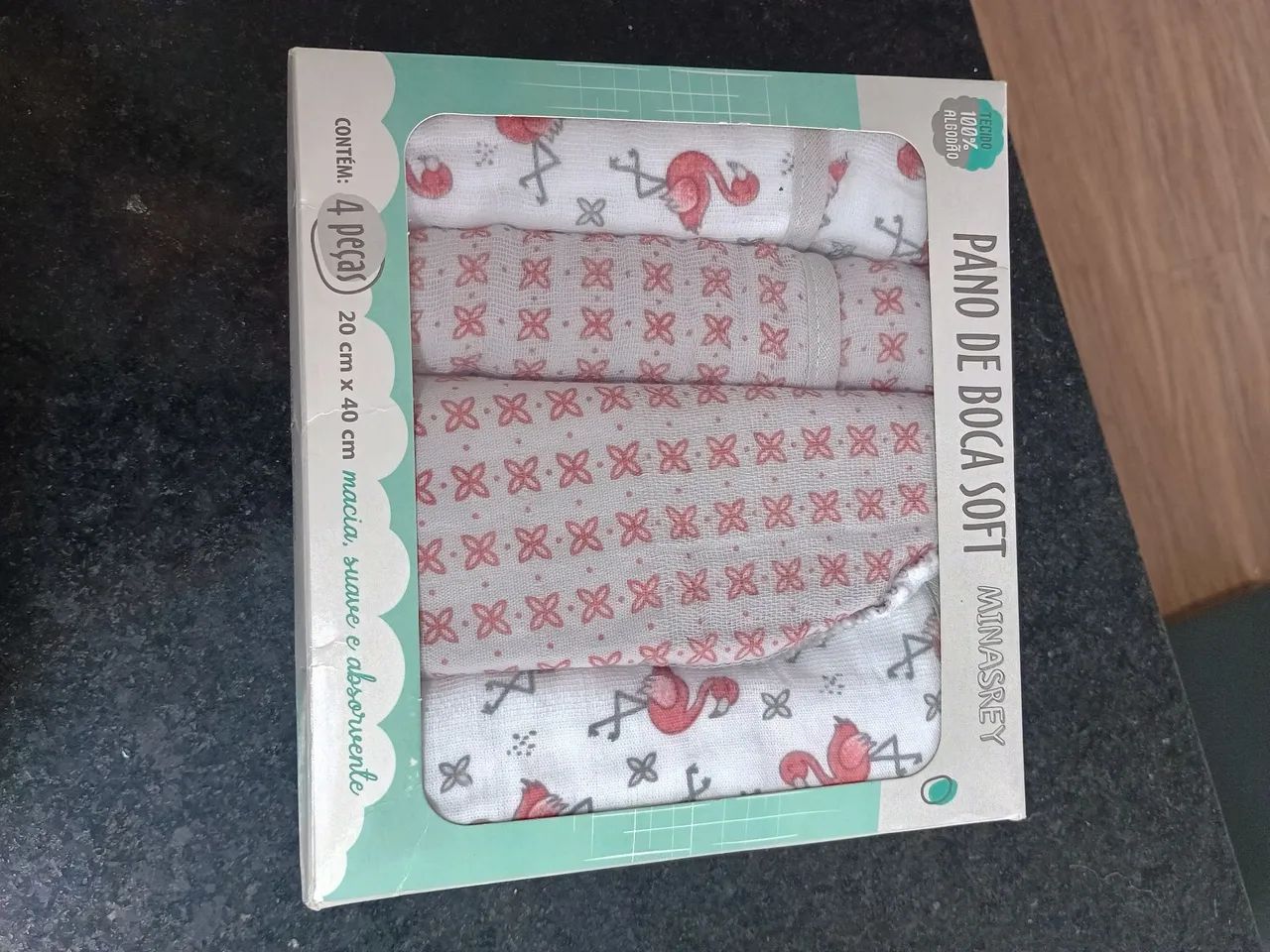 Pano de Boca Soft Minasrey - Flamingo - 4 Peças - Foto 2