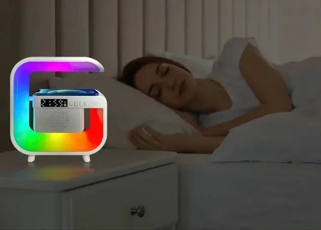 Caixa de Som com Iluminação LED e Rádio Relógio - Foto 3