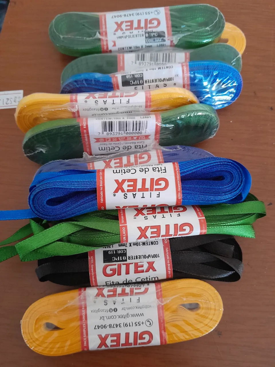 11 Fitas de Cetim Gitex - 10 metros 7mm