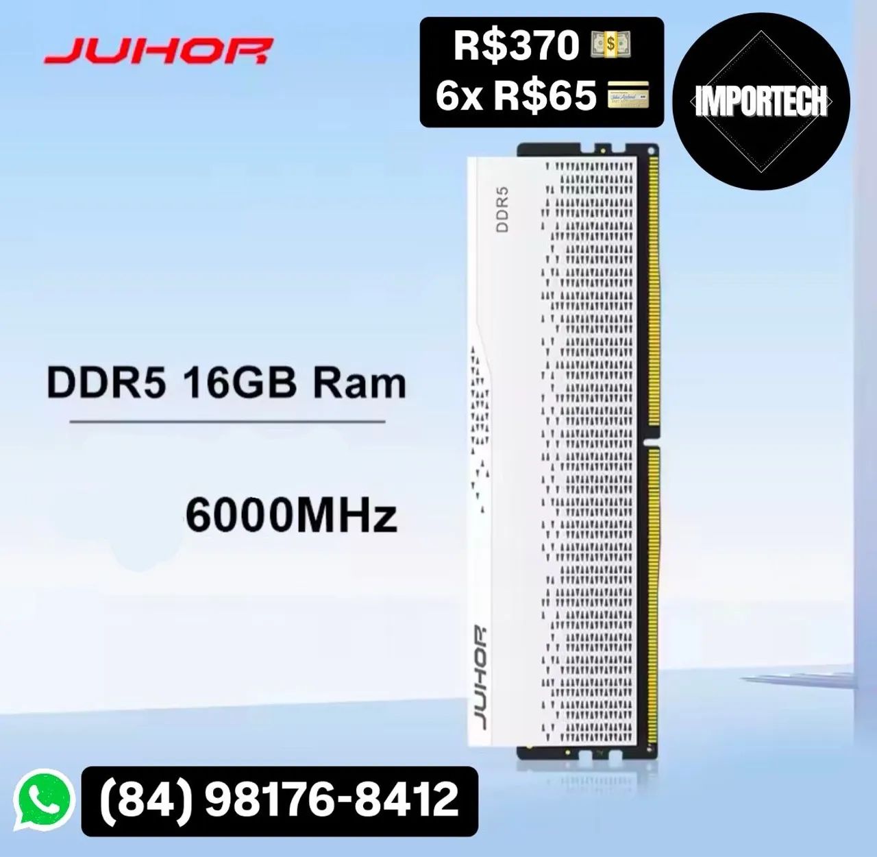 Memória RAM DDR5 16GB 6000MHz JUHOR. @importech_084