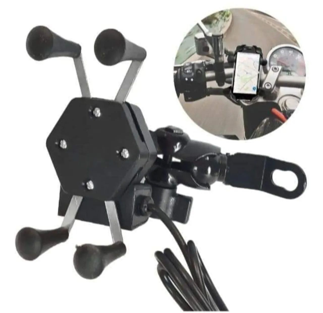 Suporte para Celular Moto Universal com Carregador