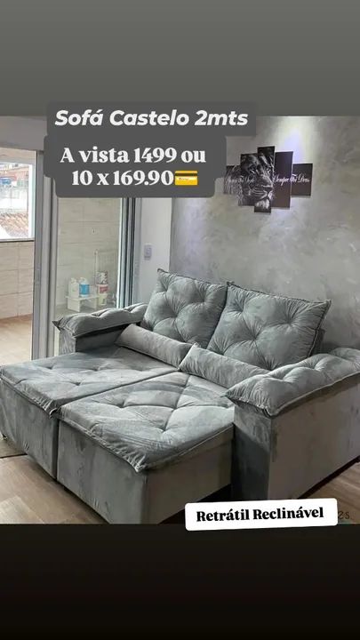 Sofá Retrátil e Reclinável 2mts