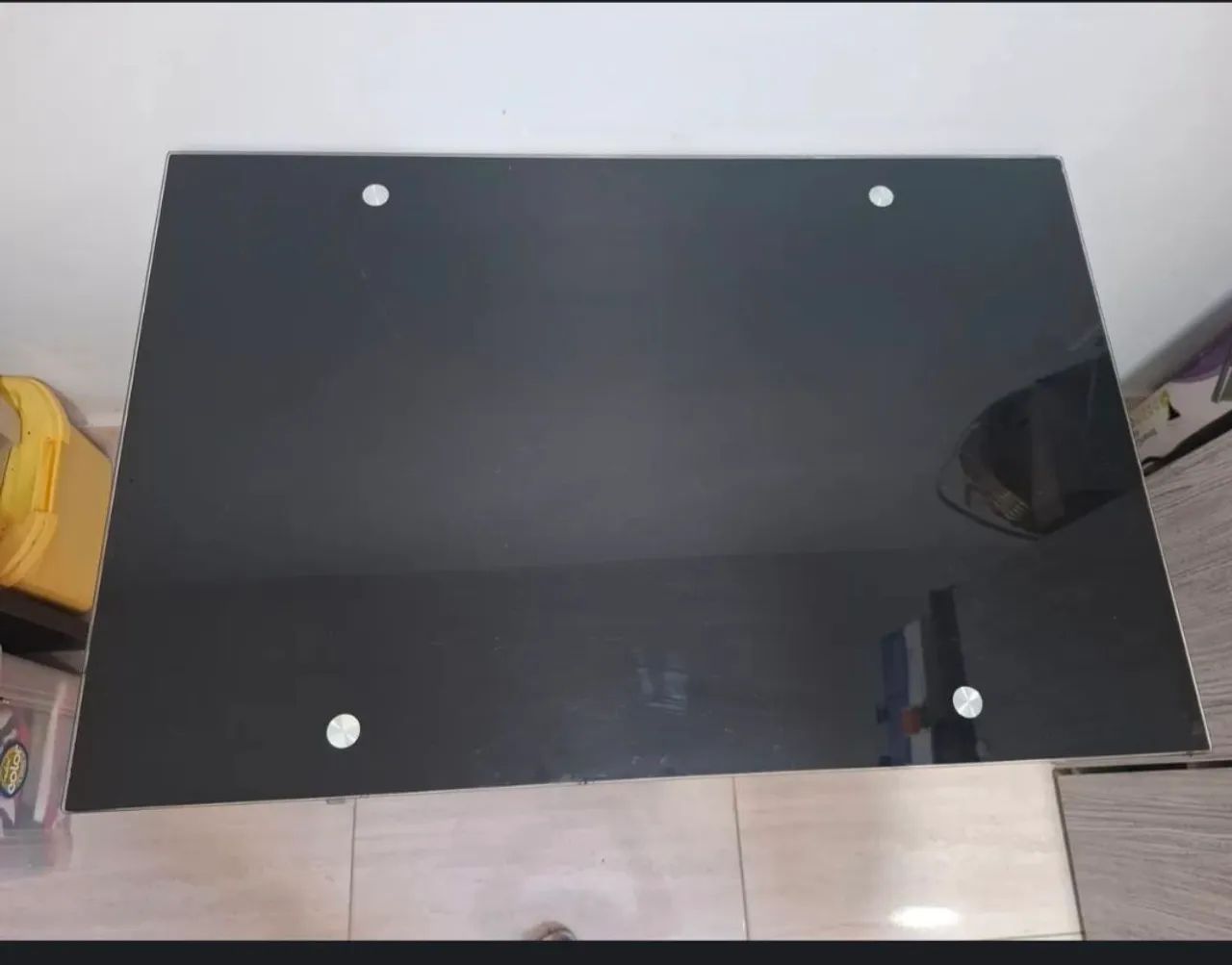 Escrivaninha de vidro temperado preta - ESTILO INDUSTRIAL - Foto 2