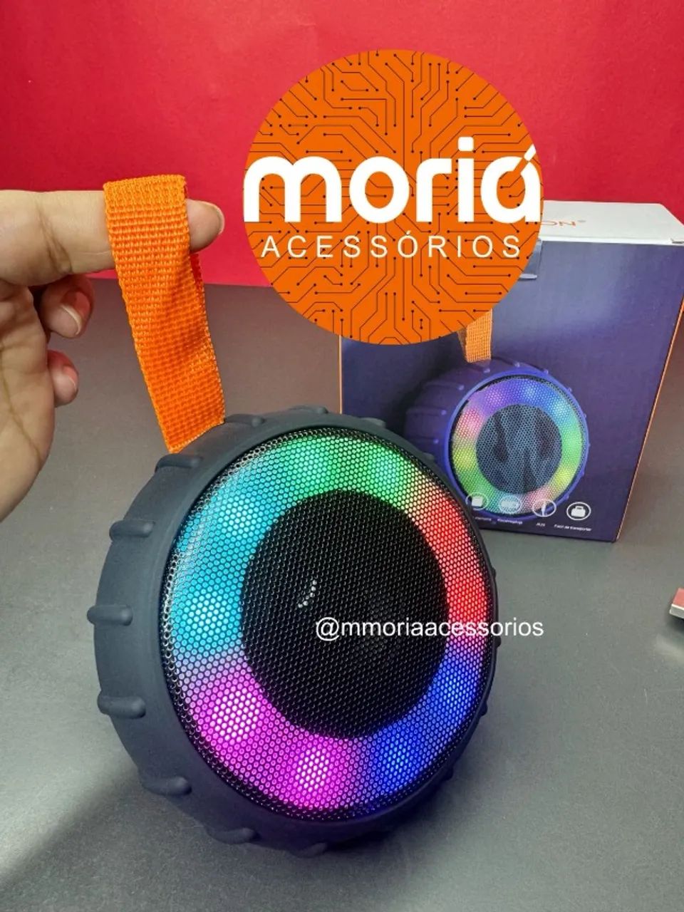 Caixinha De Som Redonda Led Bluetooth Emborrachada Usb 5.0 - Foto 4