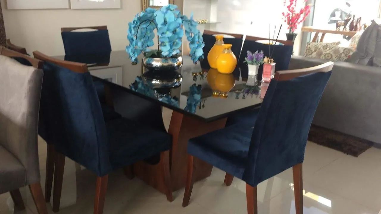 Mesa de Jantar Moderna em Vidro com 6 Cadeiras - Foto 2