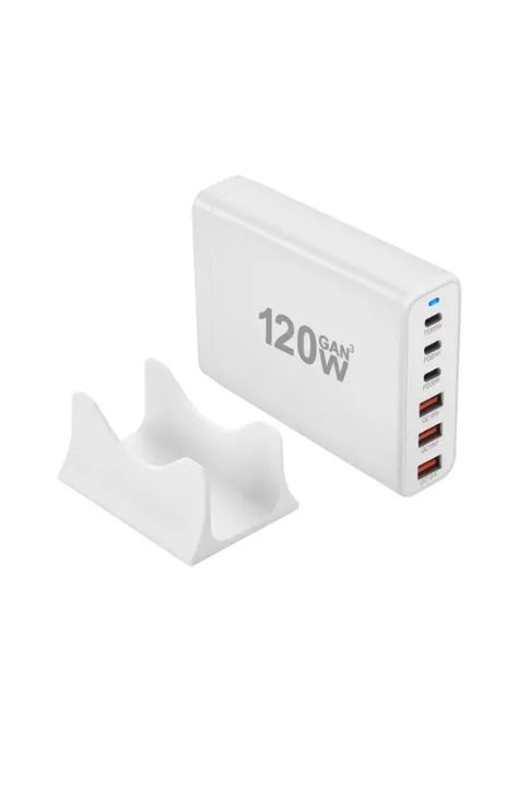 CARREGADOR 120W CENTRAL DE CARREGAMENTO 3 USB + 3 TIPO-C GAN PRO - Foto 2