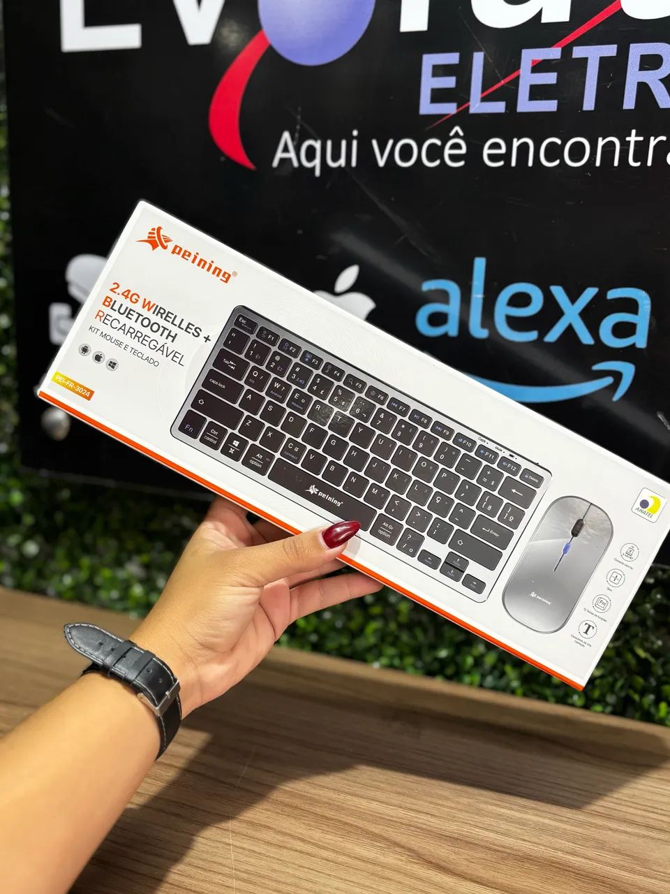 Kit de Teclado e Mouse Sem Fio Bluetooth Recarregável - PEINING - PEI-FR-3024