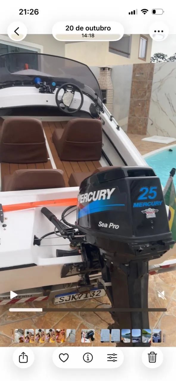 Motor de polpa 25 Hp mercury Sea pro