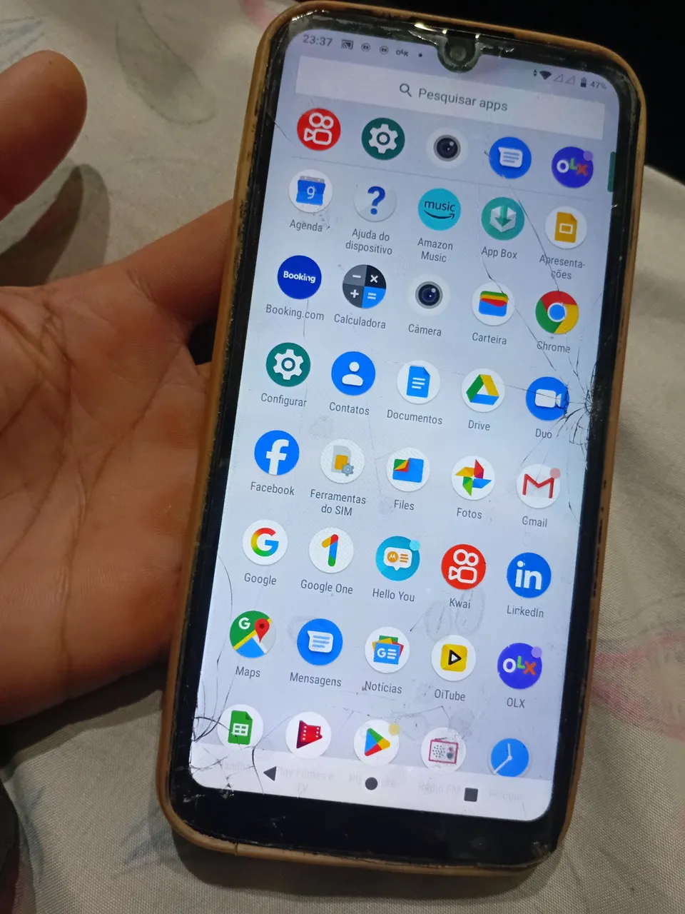 Motorola motoe6s tela rachada mais funciona perfeitamente