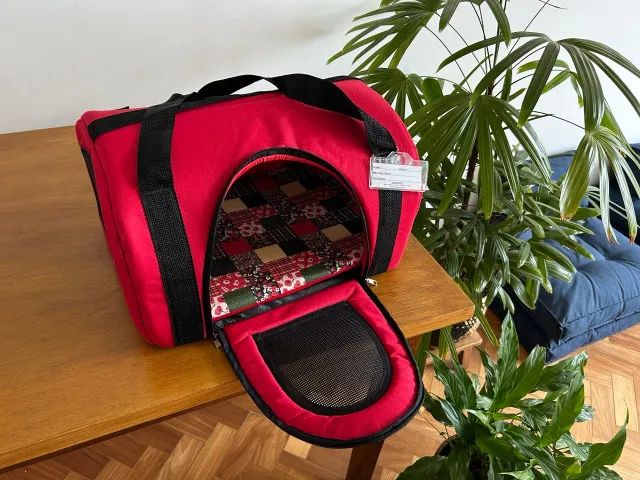 Bolsa transporte flexível p/ pet cabine de avião vermelha - Foto 4