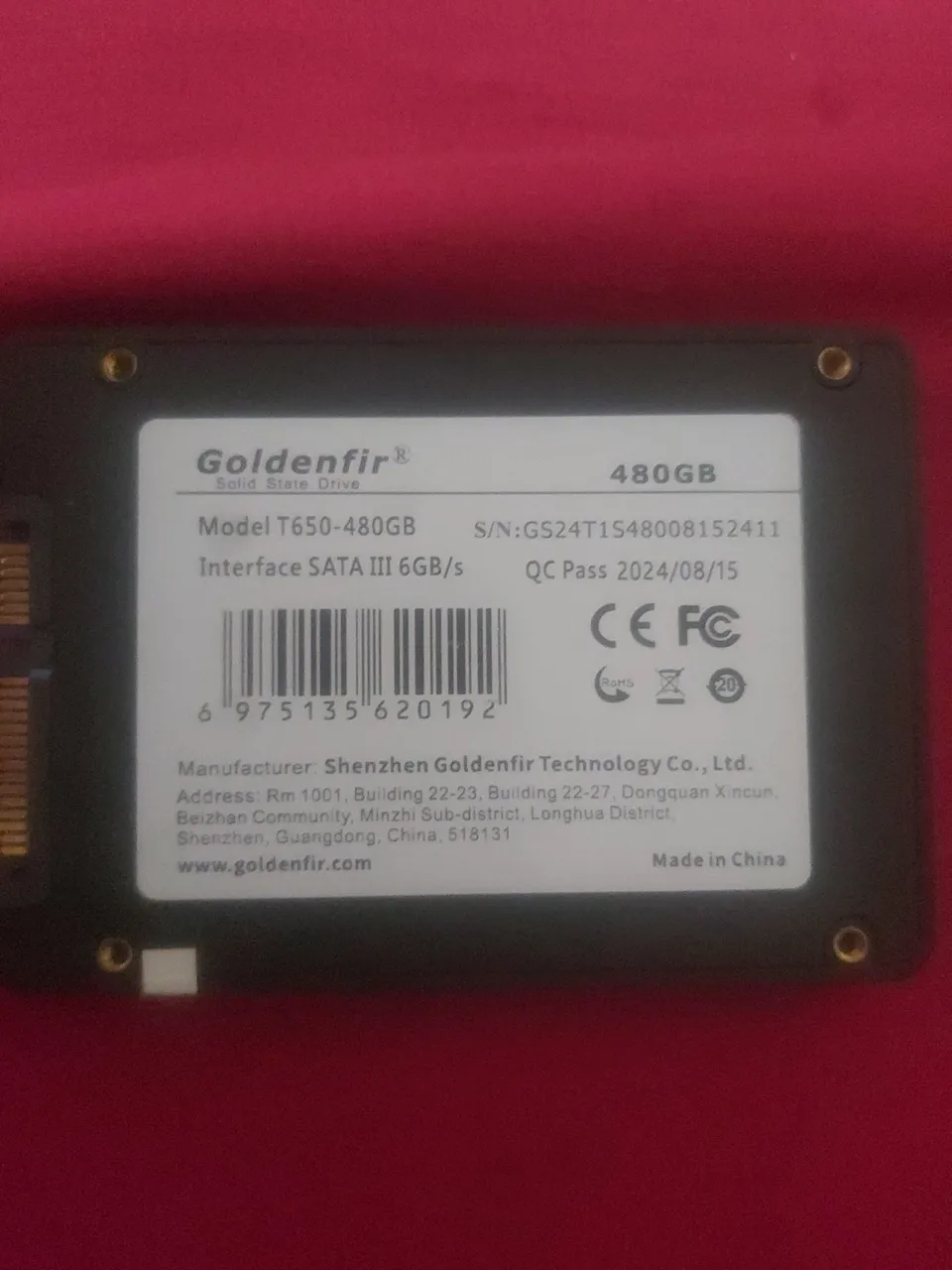 SSD Goldenfir 480GB SATA III