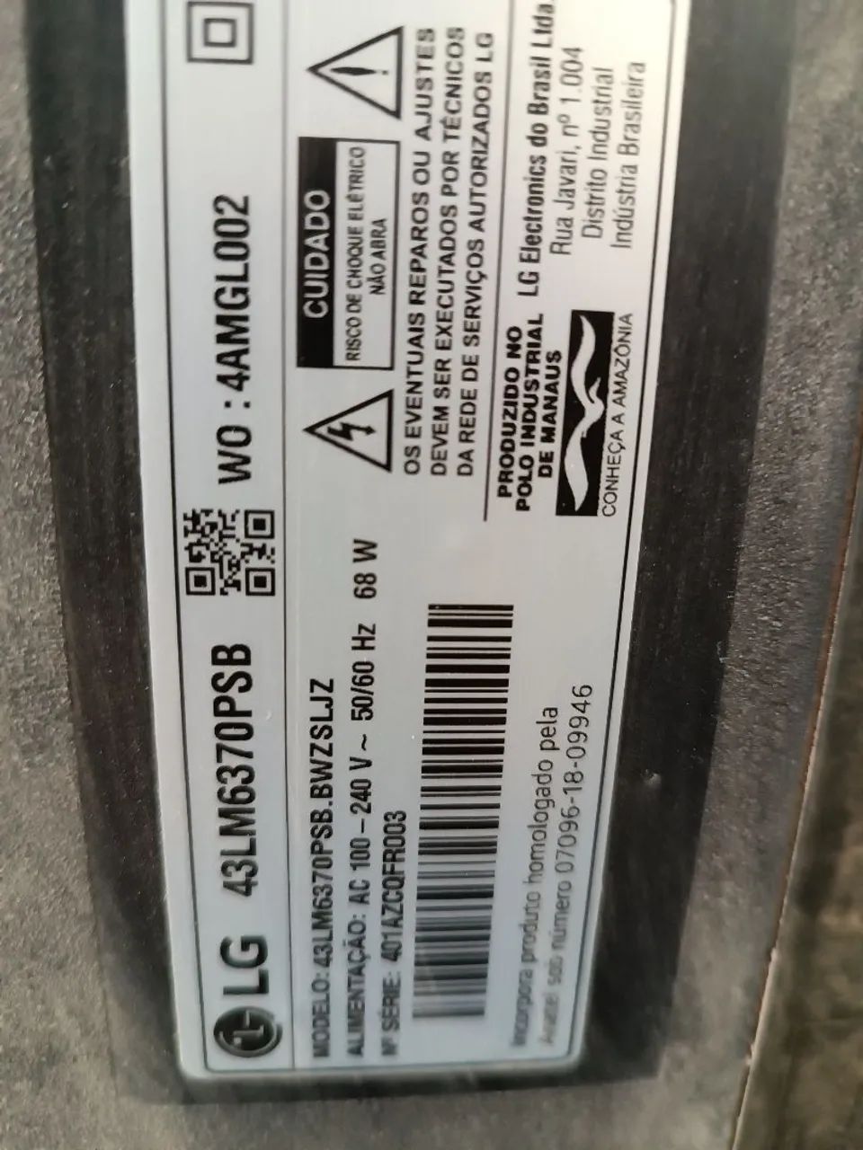 Placa da fonte Smart TV LG lm6370psb 43lm631c0sb 43lm6300psb energia  - Foto 2