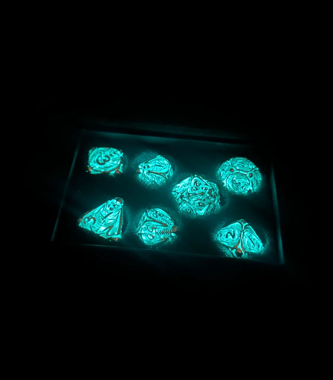 Kit de dados de metal - Fluorescente azul - Foto 3