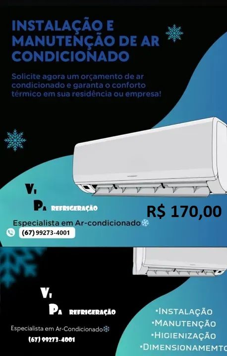 INSTALAÇÃO, LIMPEZA E HIGIENIZAÇÃO AR CONDICIONADO