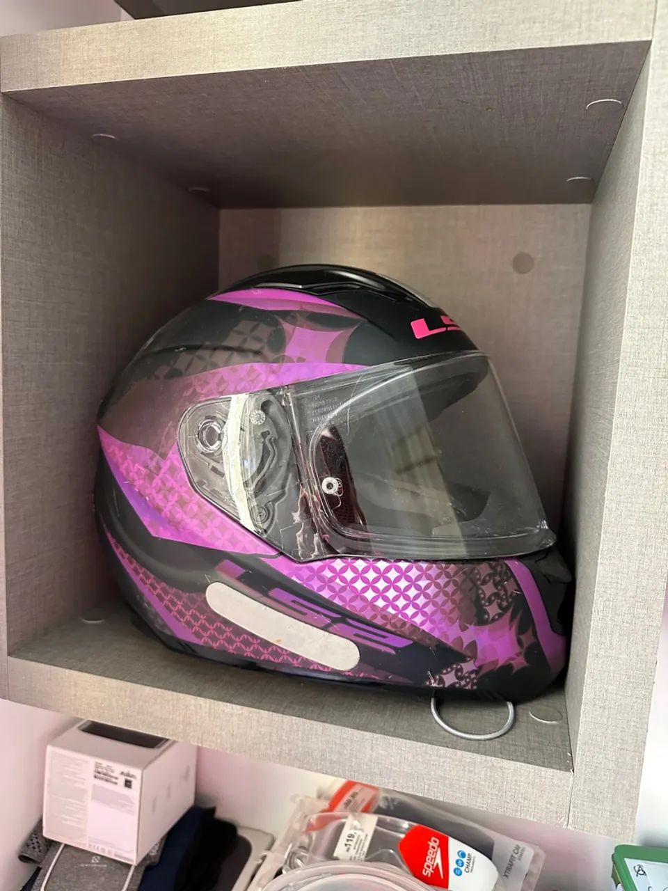 Capacete LS2 FF320 Lux Preto/Roxo - Foto 3