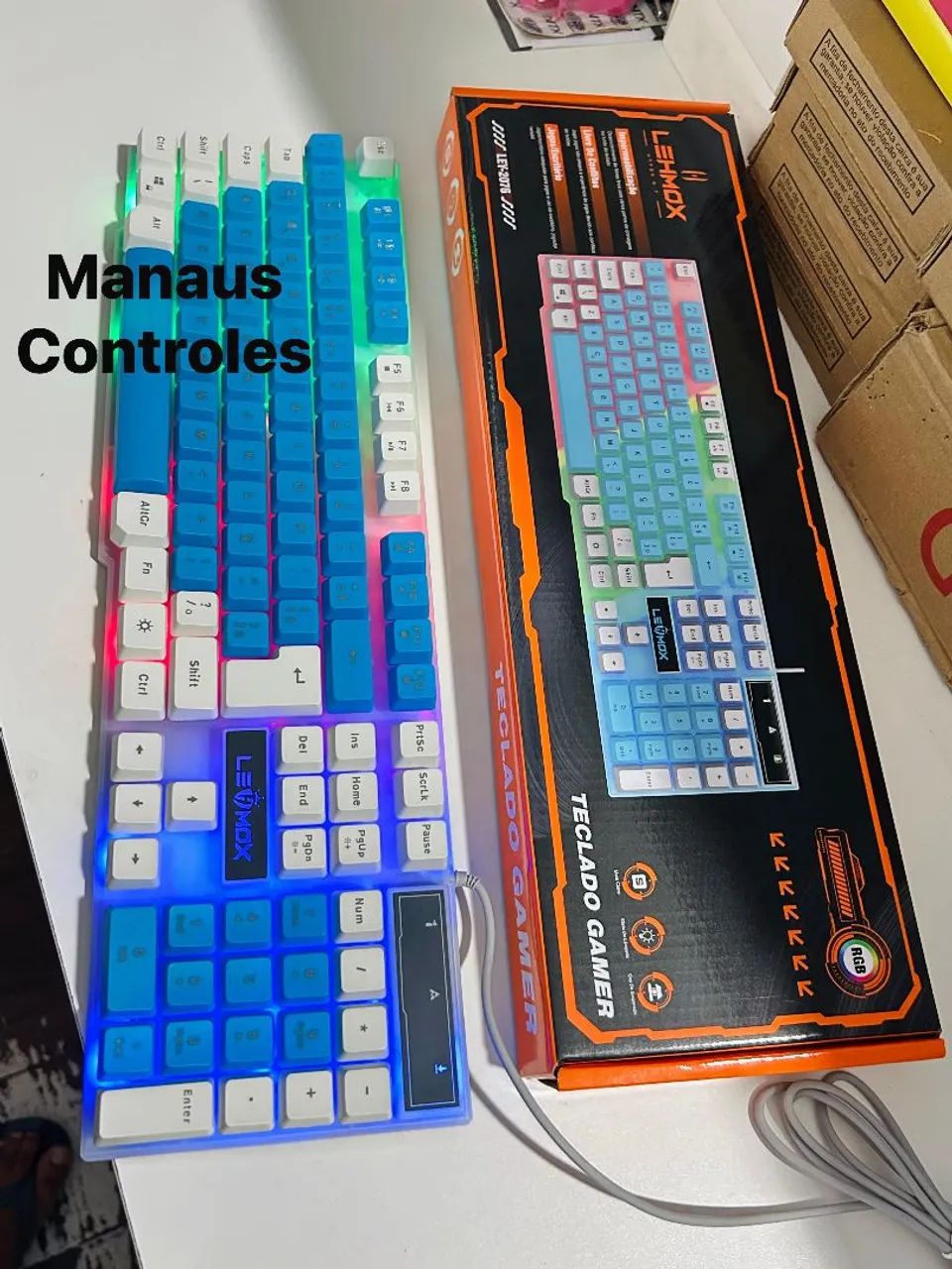 Teclado gamer USB Lehmox azul 