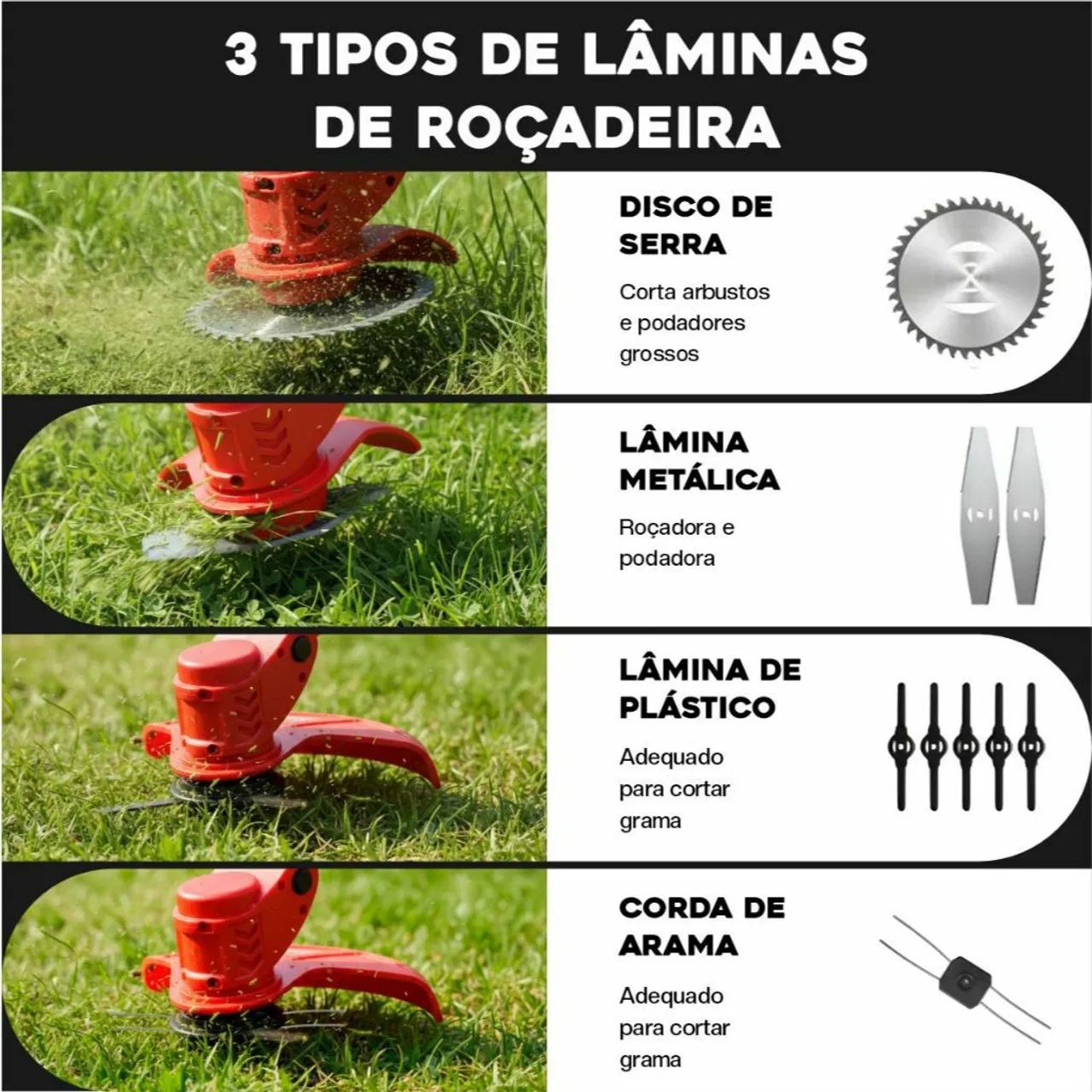 Roçadeira elétrica com 2 baterias 48V - Foto 4