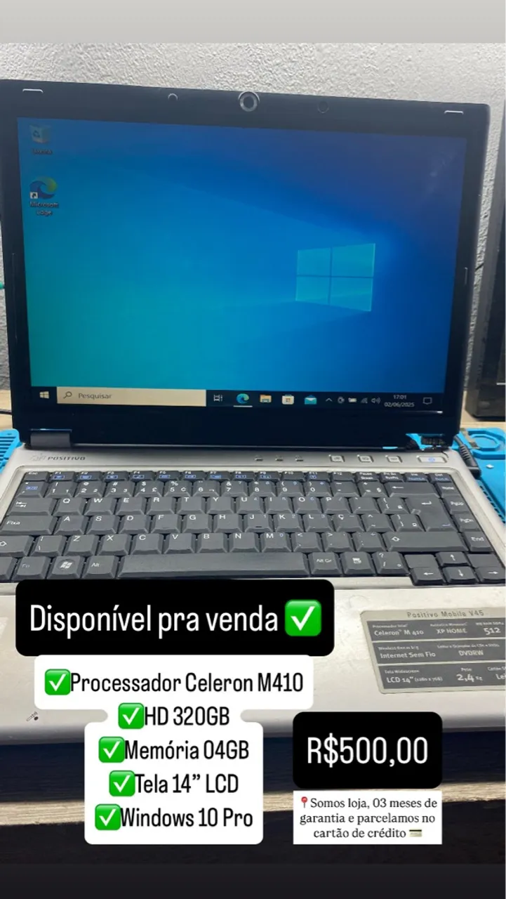 Notebook Positivo Mobile V45 - Celeron M410 - 4GB RAM