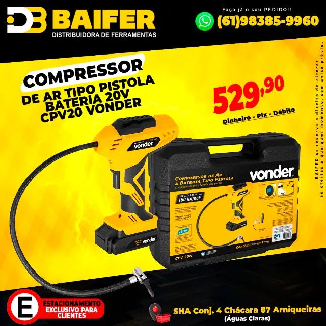 Compressor de Ar Tipo Pistola Bateria 20v CPV20 Vonder