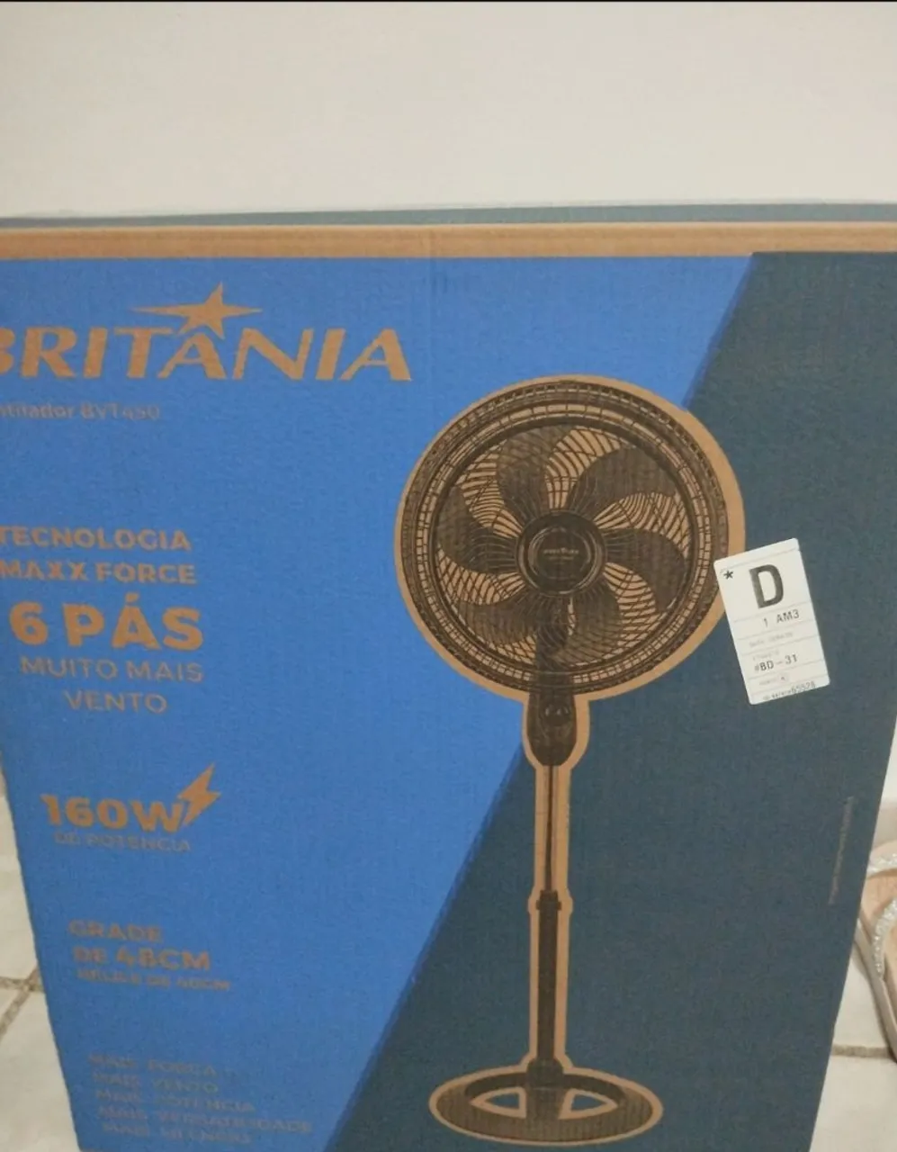 Ventilador de Pé Britânia 6 Pás 160W - Novo