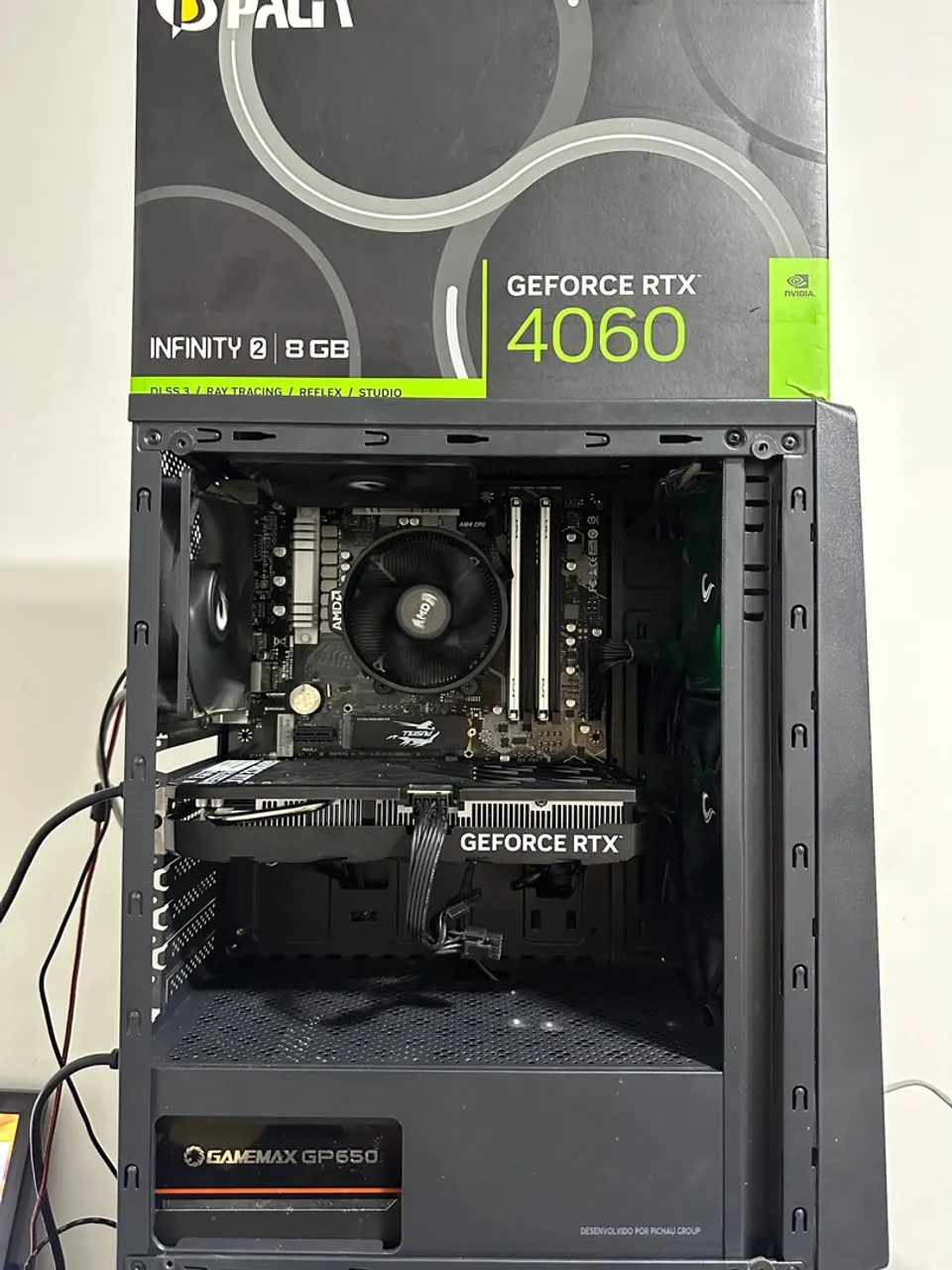 Cpu gamer top de linha Ryzen 5 5500 , placa mãe b450, RTX 4060 , ssd nmve 1tera