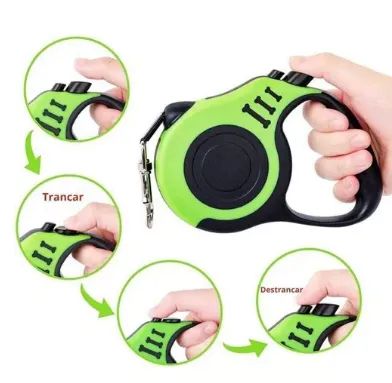 Guia Pet Retrátil com 3m para Cães / Cachorros  e Gatos com até 8kg Caminhada Lazer  z656  - Foto 5