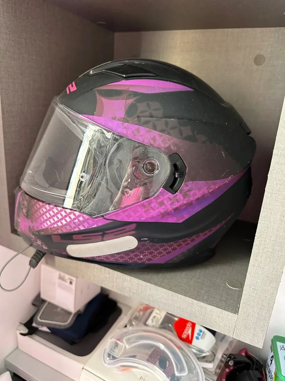 Capacete LS2 FF320 Lux Preto/Roxo - Foto 2