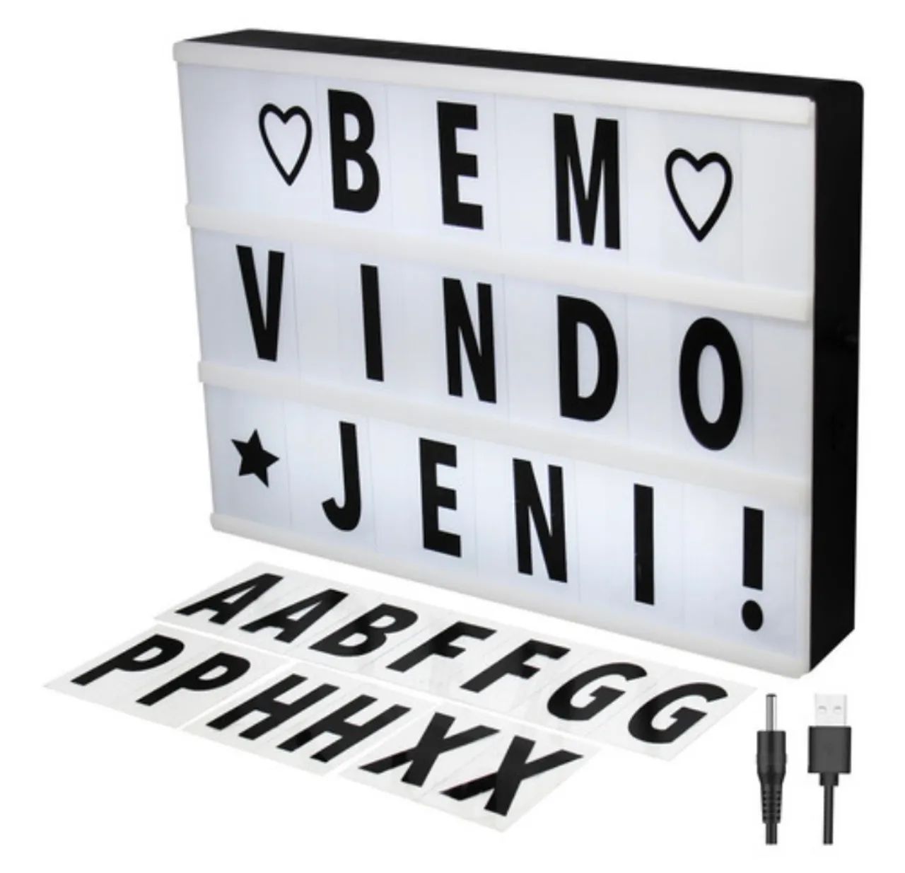 Quadro Decorativo LED Luminária + Pilhas + 93 Símbolos - Sem cabo!