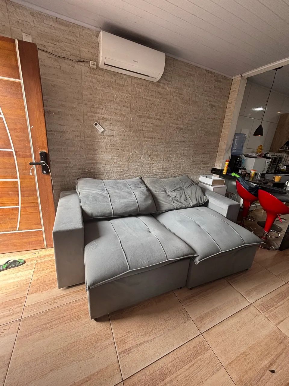 Sofá Retrátil e Reclinável Cinza - Foto 5