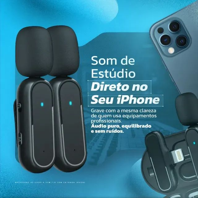 Microfone Sem Fio Profissional Lapela Duplo (Para Iphone)64352265319682123
