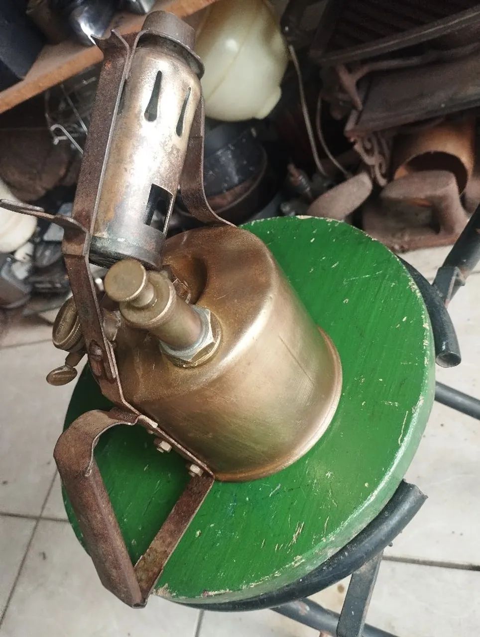 Maçarico antigo a querosene bronze, funcionando. - Foto 3