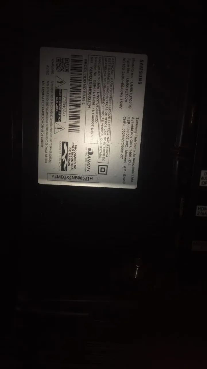 Tv 55 polegadas Samsung com defeito no display 