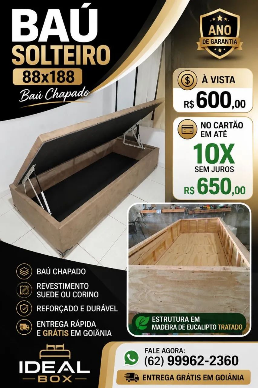Box baú solteiro 88×188 _ Direto da fábrica 