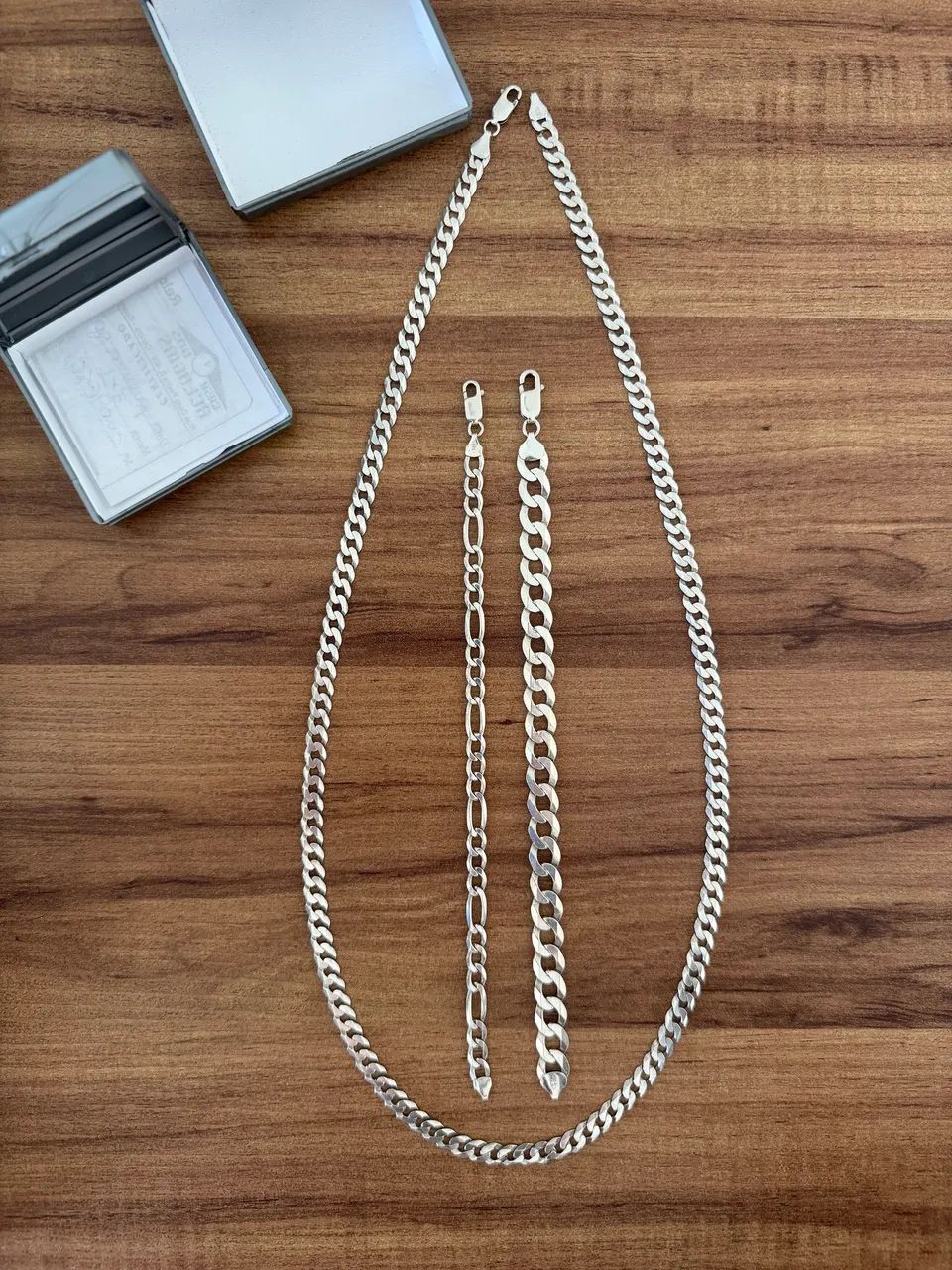 Corrente e pulseiras de Prata Italiana 925 - Foto 2