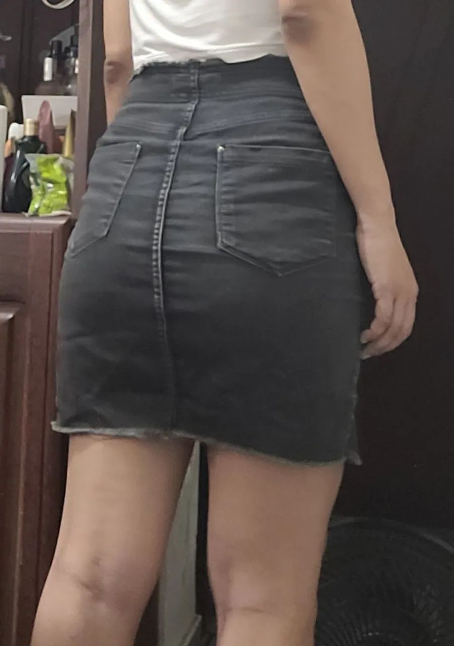 Saia jeans preta - Foto 4