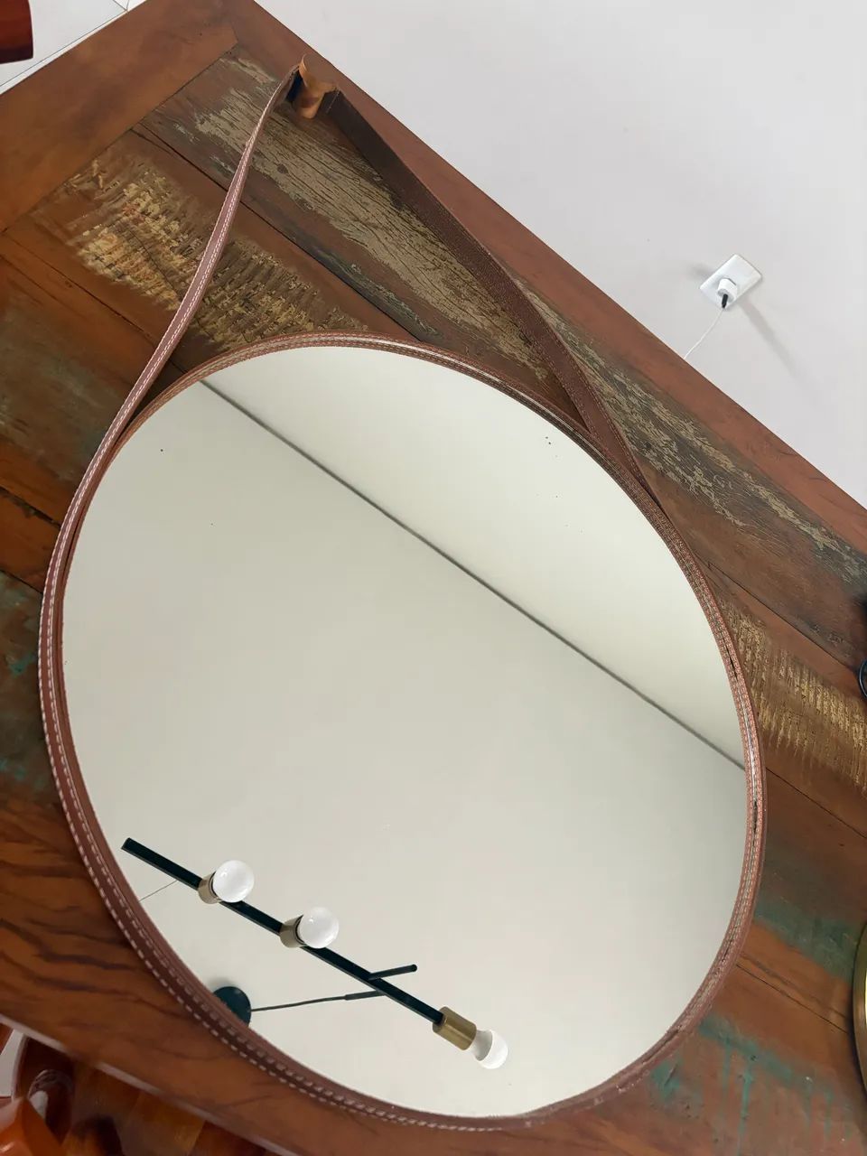 Espelho Design de couro 