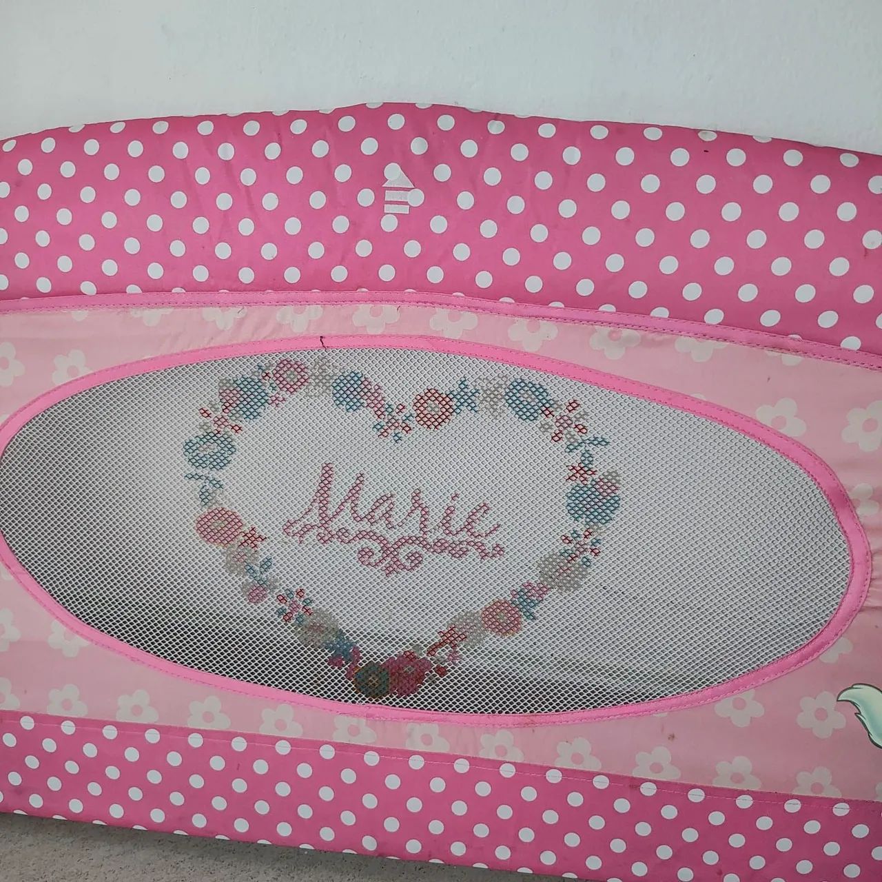 Grade de proteção para cama infantil - Rosa com bolinhas 