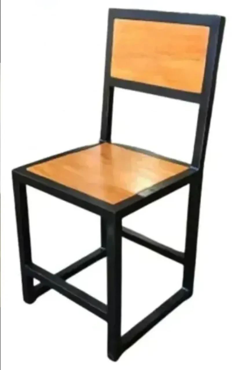CADEIRA DESIGNER ESTILO INDUSTRIAL EM AÇO E MADEIRA 