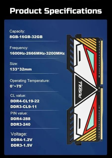 Memória Ram Desktop puskill 16GB DDR4 3200mhz - Foto 4