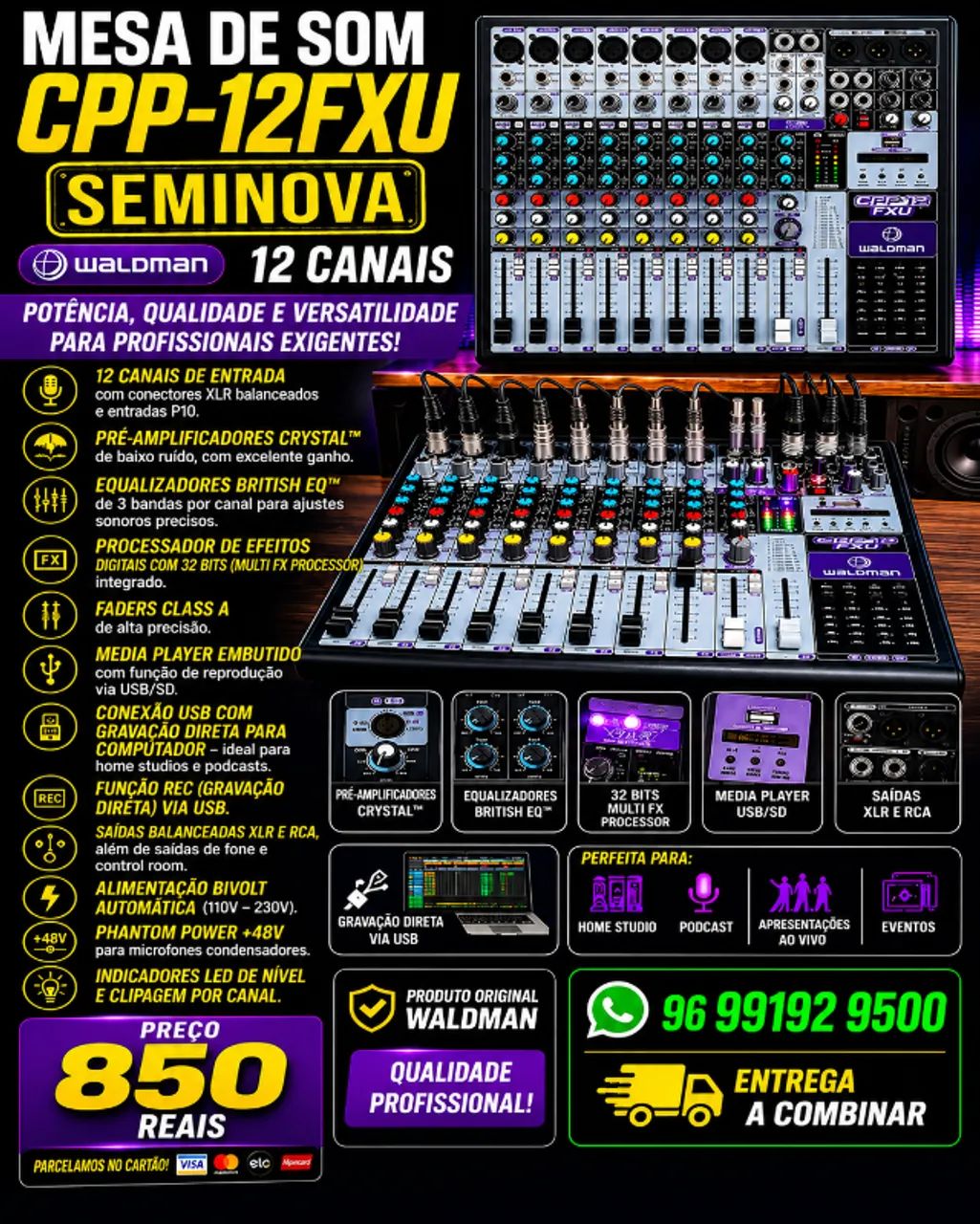 Mesa de Som Waldman Cpp12fxu