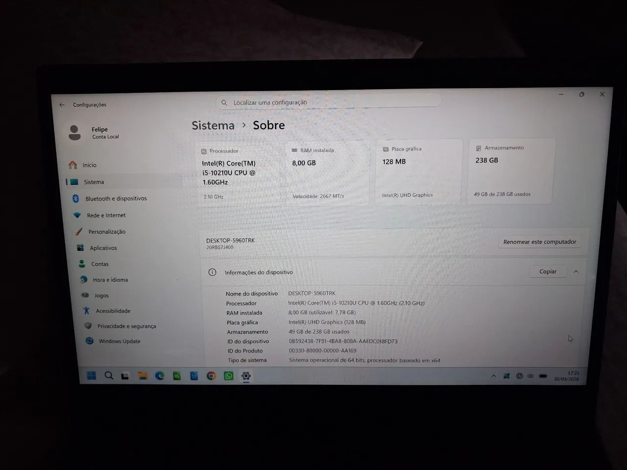 Notebook Lenovo ThinkPad E14