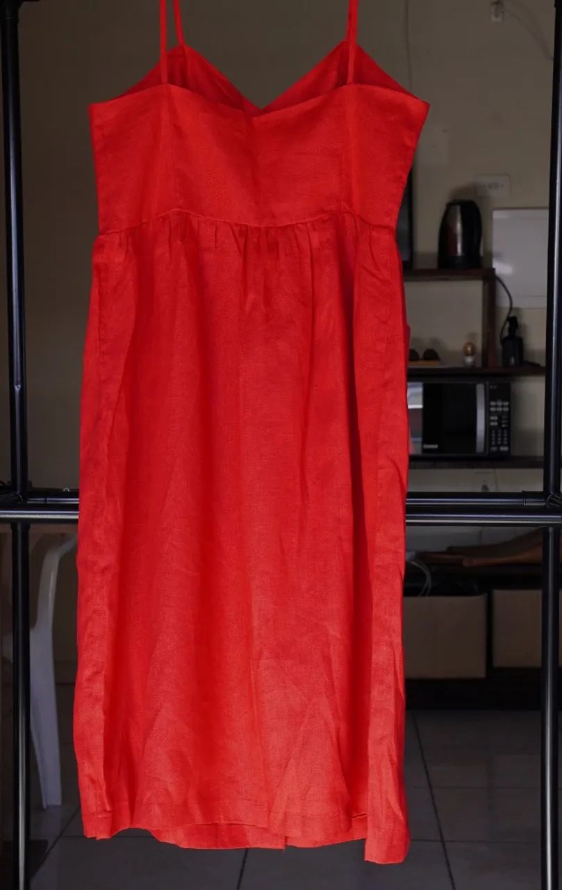 vestido vermelho de linho puro de alcinha  - Foto 3