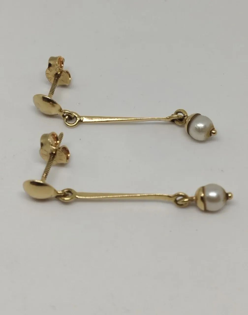 Brincos pendentes ouro 18k pérola - 3cm - Foto 2