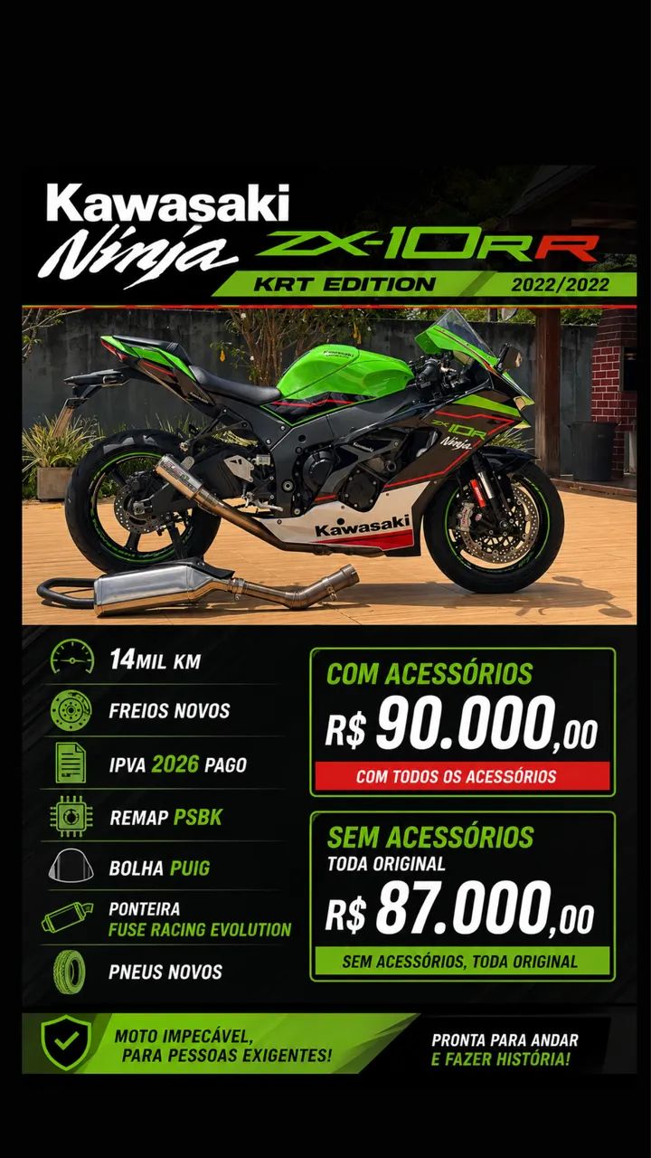 〈限定150〉Raime: 10 years Quarter 〜 Marca: Kawasaki Modelo: ZX 10 R ( 40 anos) Ano: 2024 Km: 448 Valor
