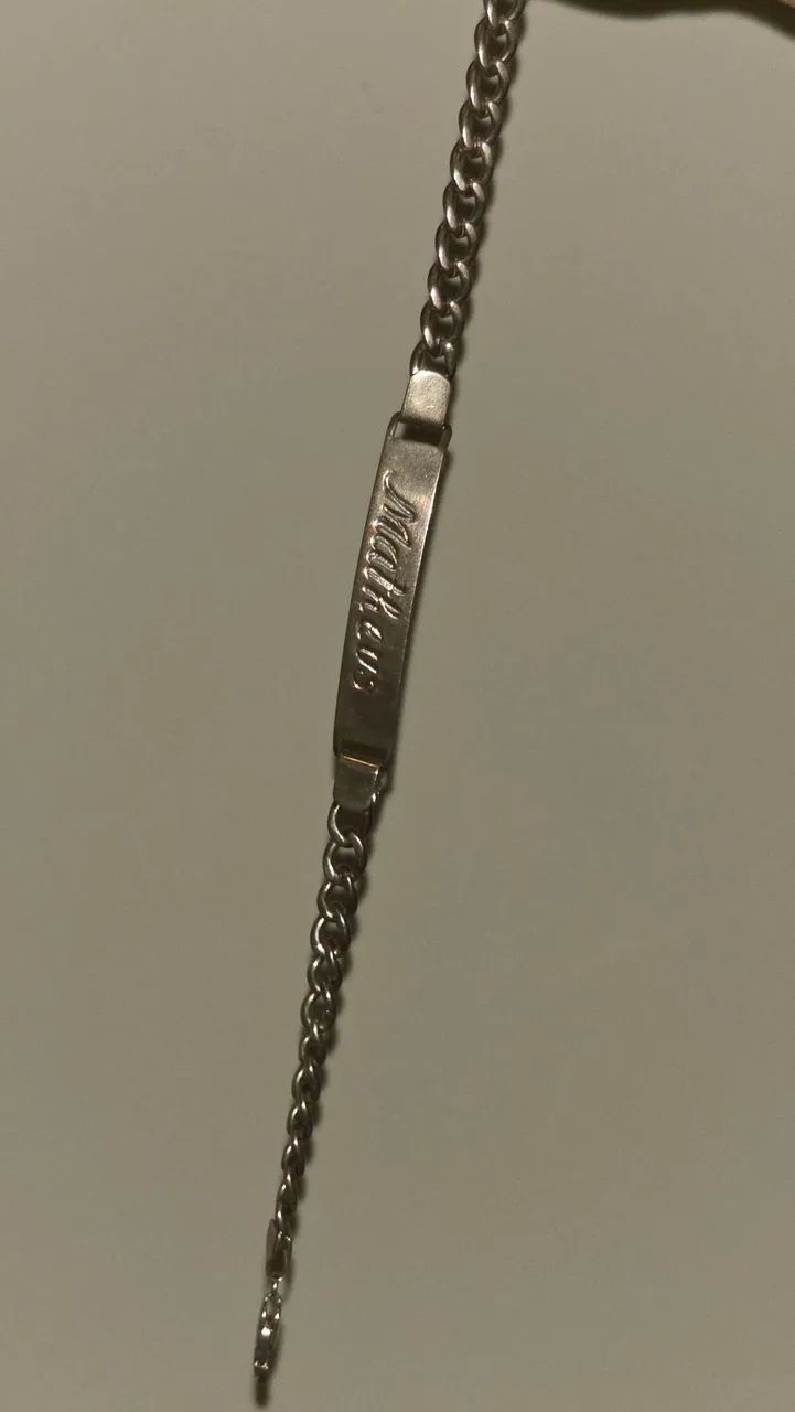 ?Pulseira De Prata 925 Identidade Gravada Matheus - 15g / 22cm Legítimo