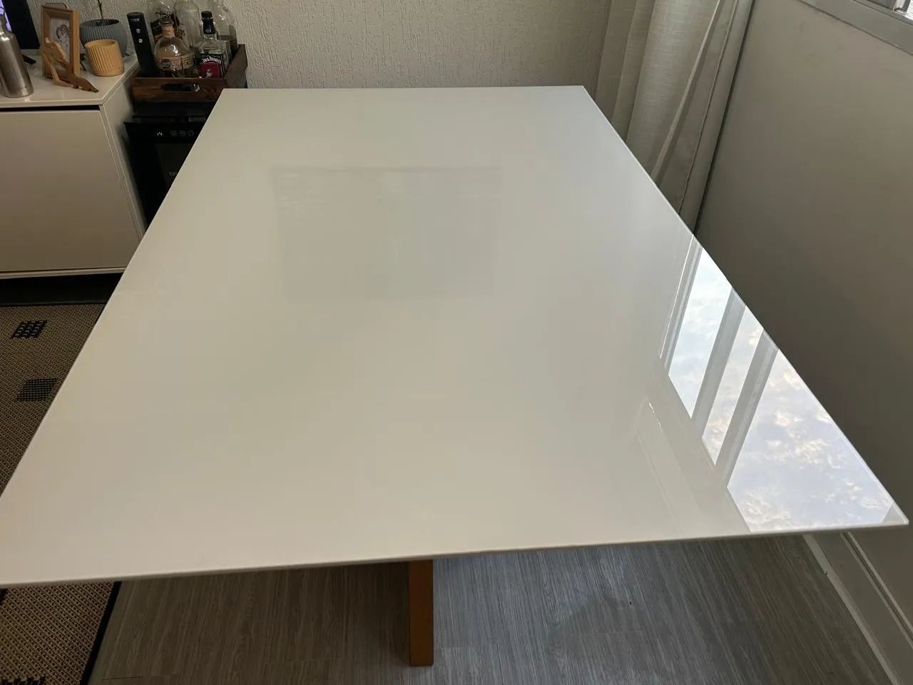 Mesa jantar de madeira com tampo  vidro  - Foto 3