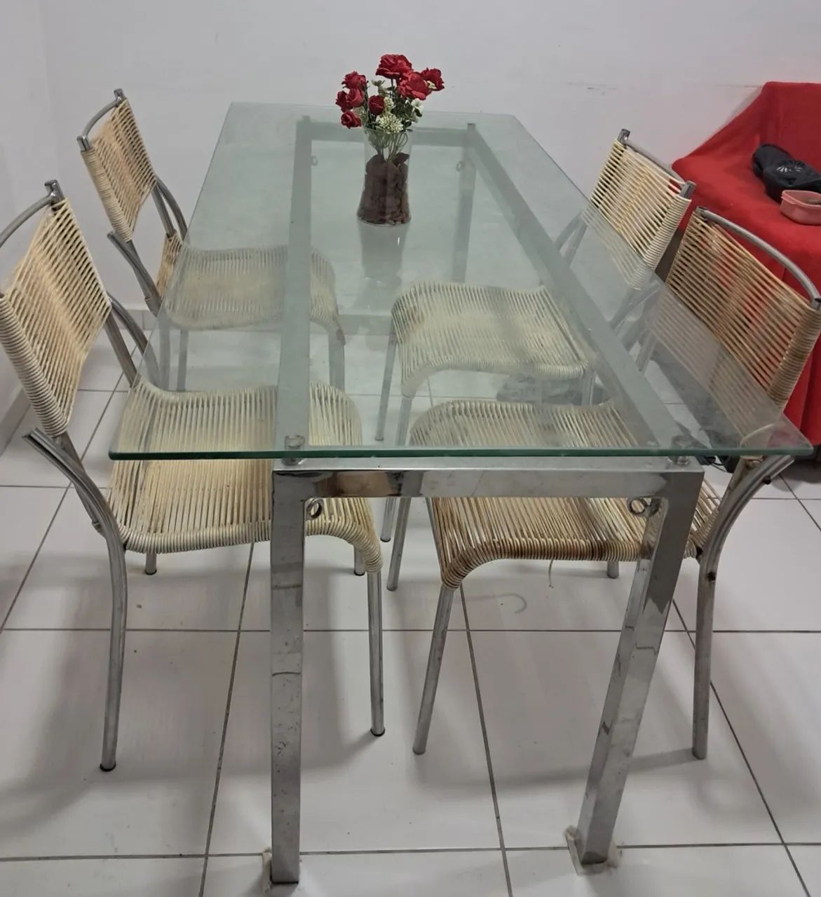 Mesa de Aço Inox e vidro