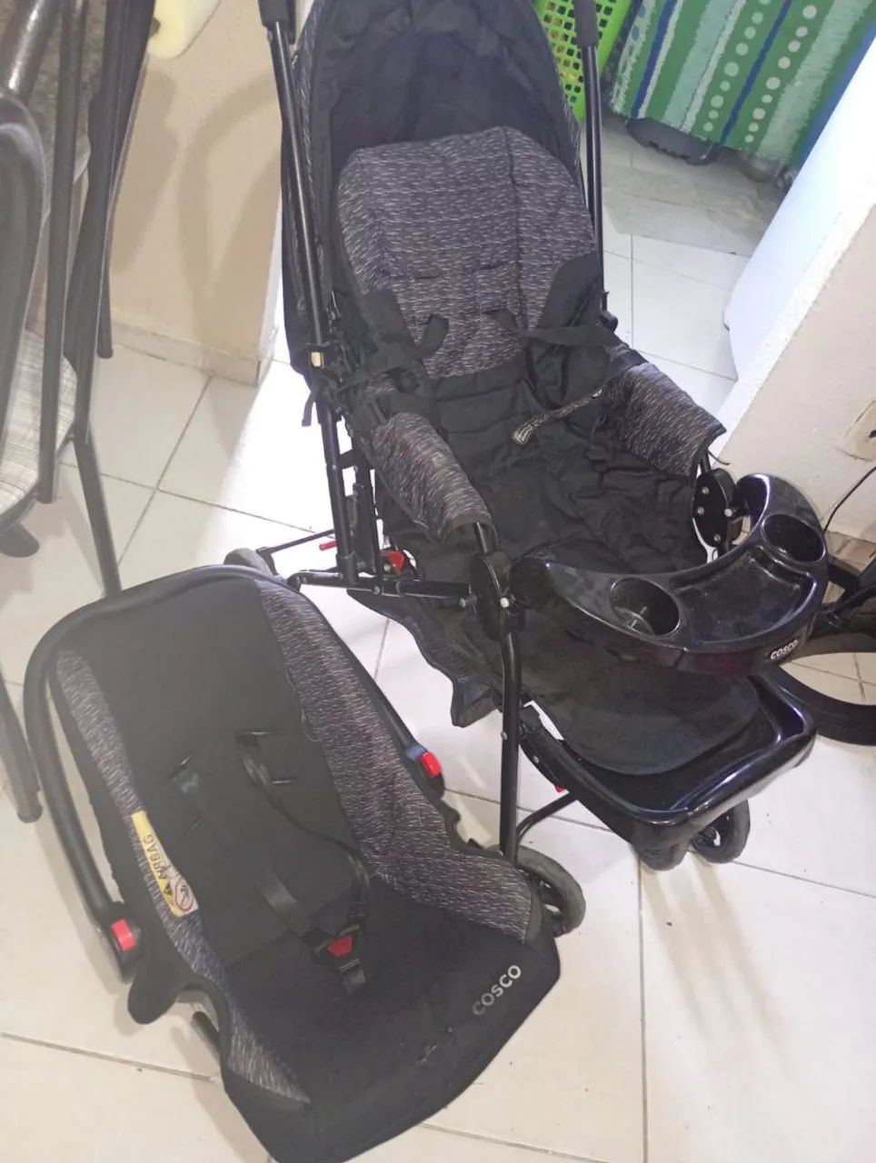 Carrinho bebe com bebê conforto celular * - Foto 4