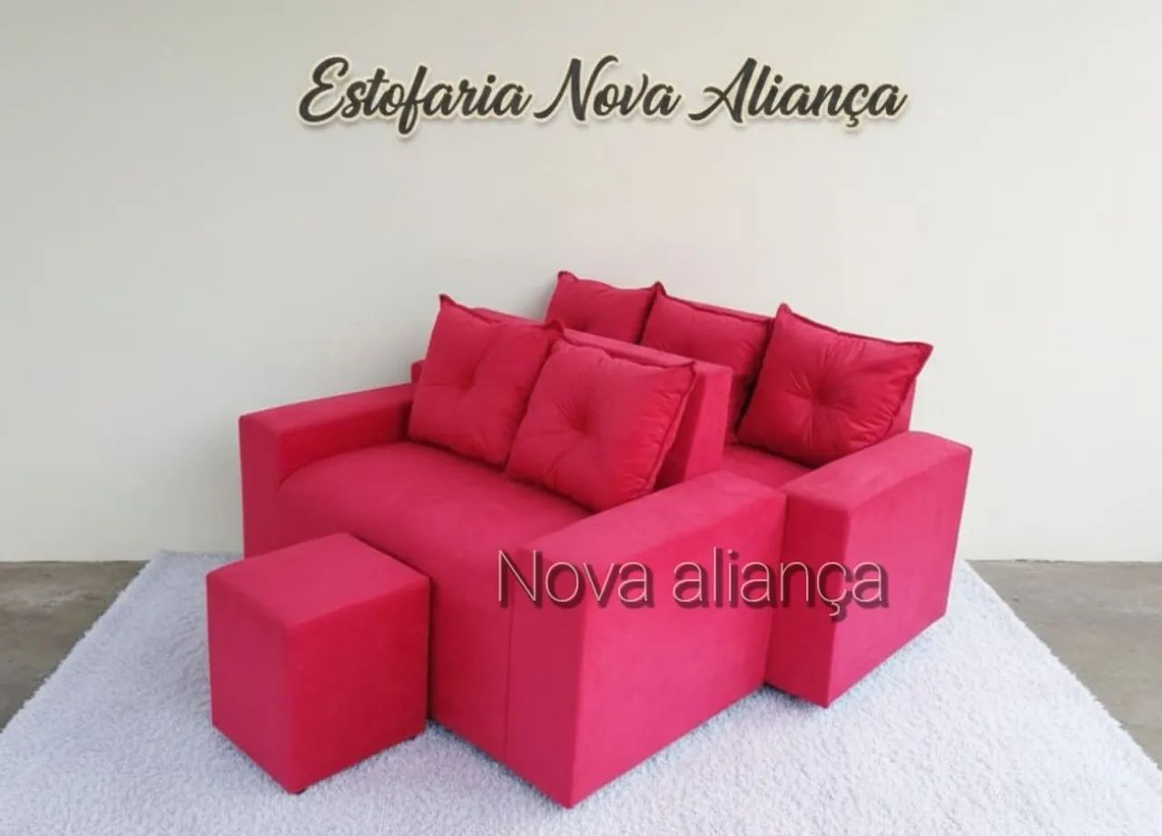 Oferta jogo sofá 2 e 3 lugares com puff de brinde entrega grátis  - Foto 2